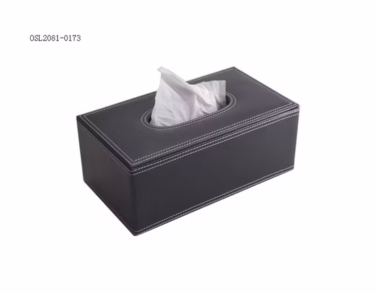 Hotel Supplies Black PU Leather Square Tissue Box Leather