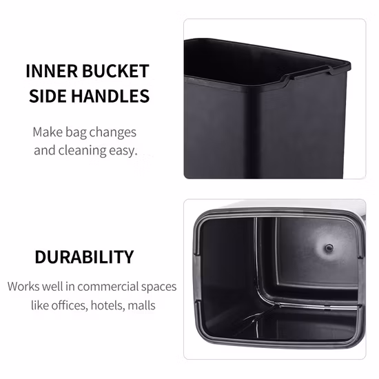 Прямоугольный бытовой мусорный бак из нержавеющей стали емкостью 10 л с открытым верхом