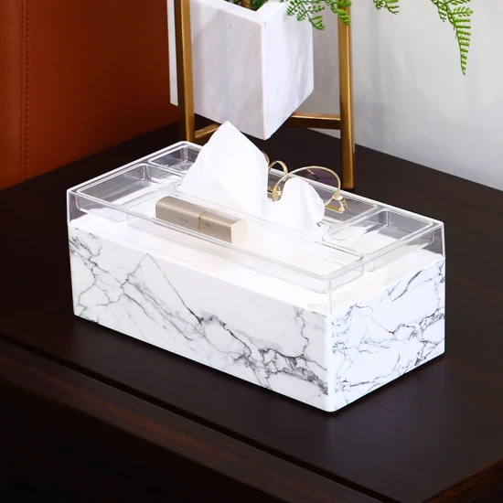 Многофункциональный домашний органайзер с мраморной печатью, прямоугольный акриловый держатель для салфеток, пластиковая коробка для салфеток